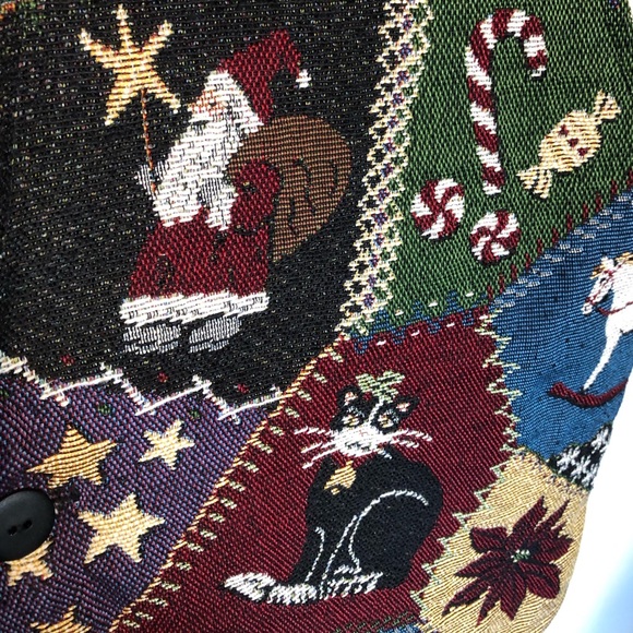 Vintage Christmas Vest Vtg patchwork waist coat Women’s button up medium large❤️ - Picture 5 of 8